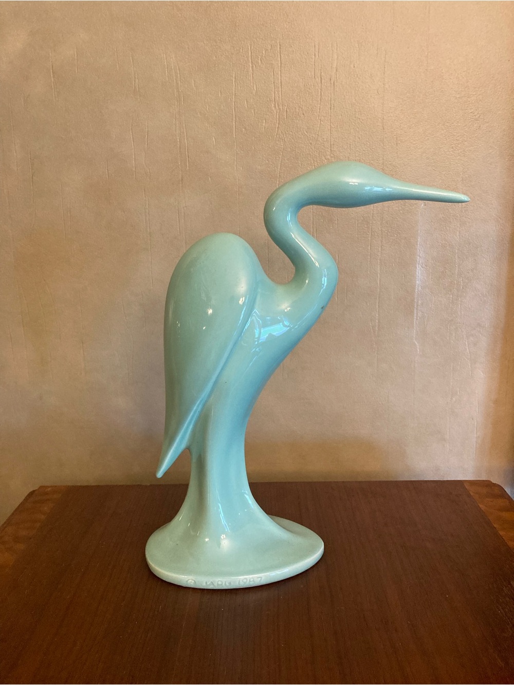 Vintage MCM 1987 Jaru Crane/Heron in a mint green.